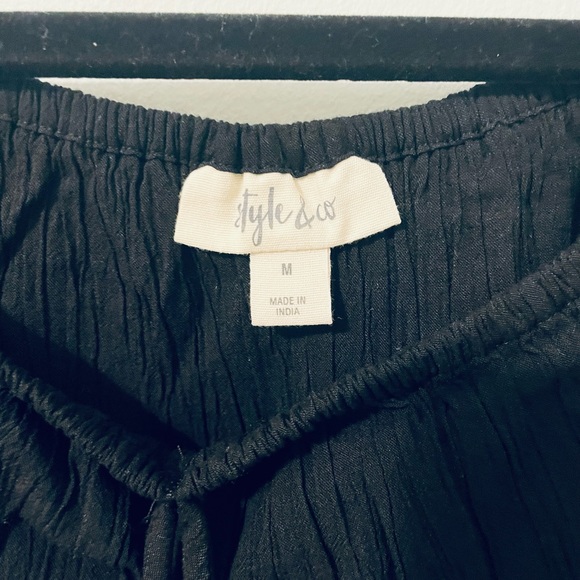 NWT Style & Co. Black Peasant Blouse / M - Picture 4 of 8